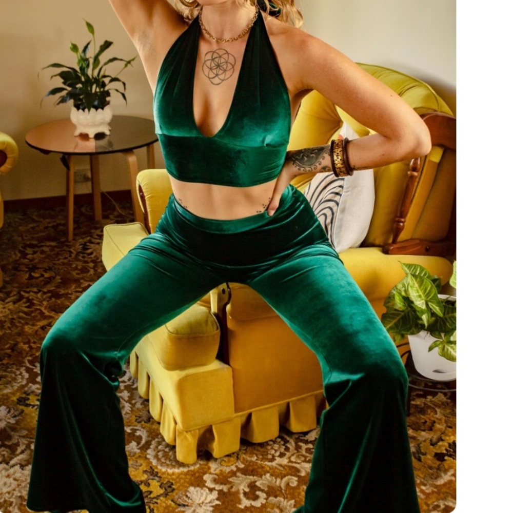 Emerald Green Velvet Jumpsuit